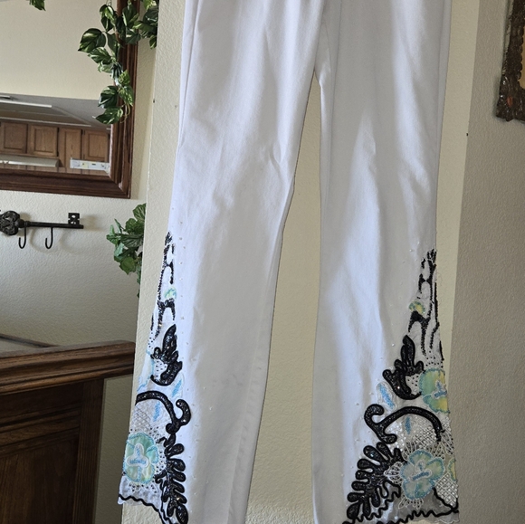 Beaded Boston Proper Pants Sz 4, 15" Waist 31" Inseam. - Picture 11 of 14